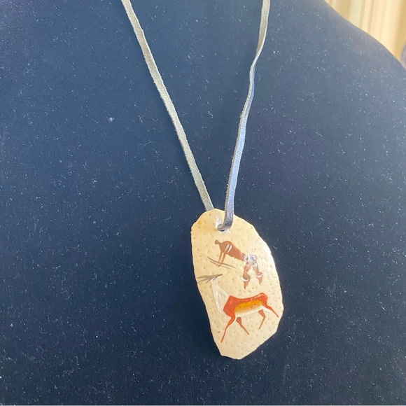 Handpainted Ostrich Egg Tribal  Necklace - South Africa - Picture 4 of 12